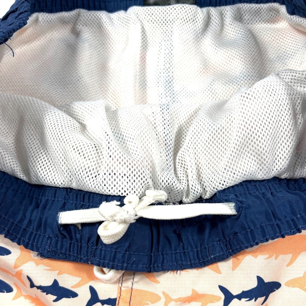 Big Chill Boys Shark Print Swim Trunks Peach Navy XL 14-16 Beach Summer Vacation - Picture 4 of 9